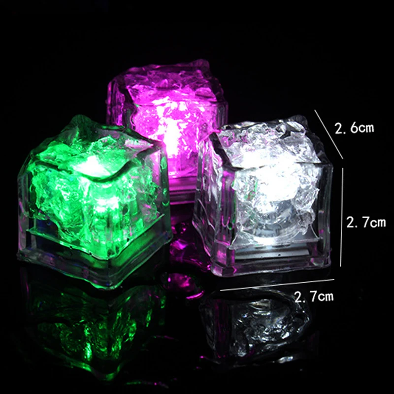 LED Ice Cubes Light Waterproof Colorful Ice Cube Atmosphere Light Baby Bath Toys Kids Birthday Gift Bar Party Wine Glass Decor