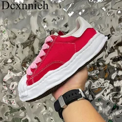 Unisex Flat Thick Sole Casual Shoes Canvas Lace up Mixed Color Breathable Daily Sneakers Spring Autum Tennis Shoes Running Shoes