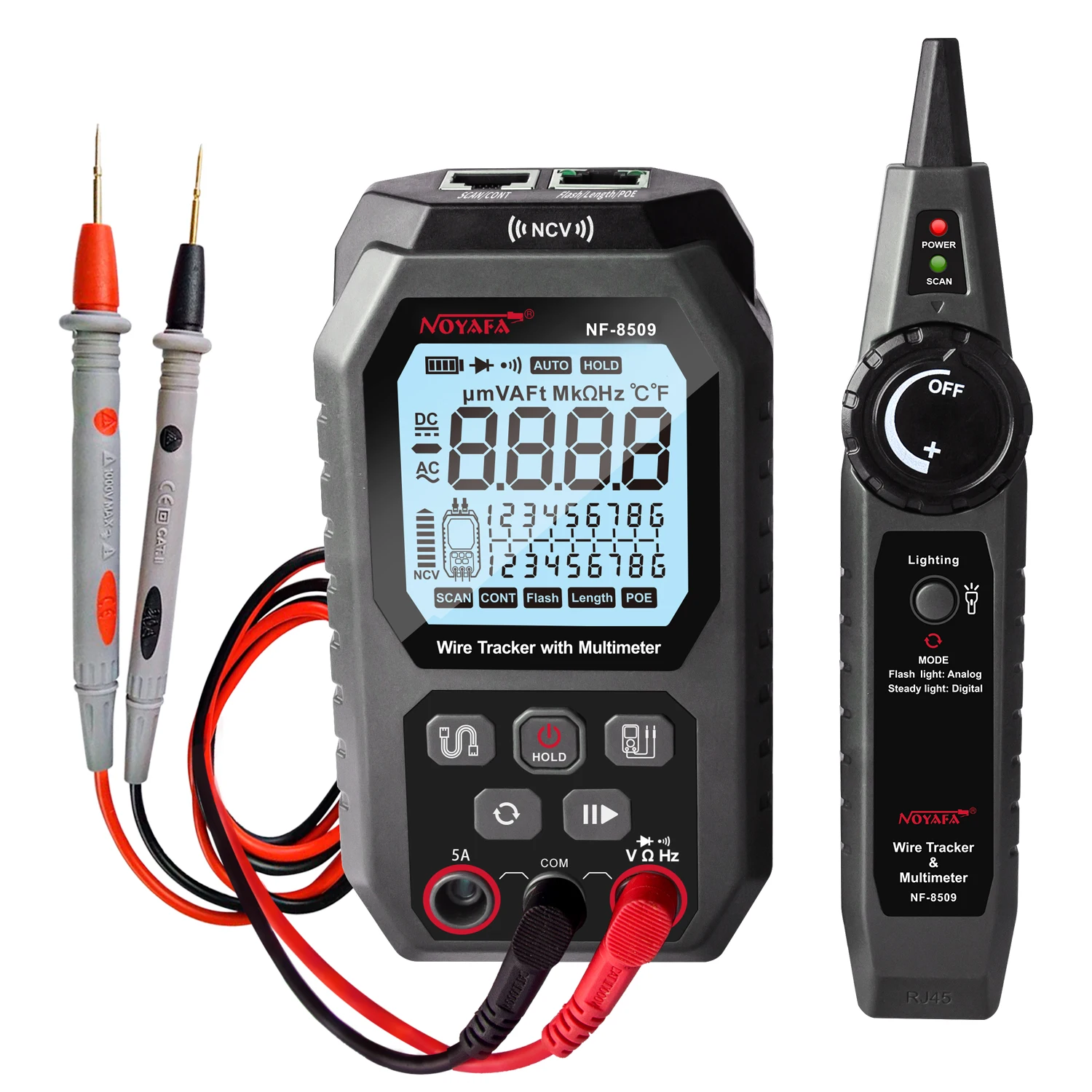 

Network Cable Tester Wire Tracker PoE Current Length cabl RJ45 Cable Tracker DC AC Voltmeter Multifunctional Network Tool