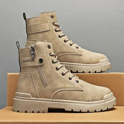 Men's high top casual boots autumn and winter outdoor anti slip comfort workwear boots fashion versatile trendy boots men's shoe