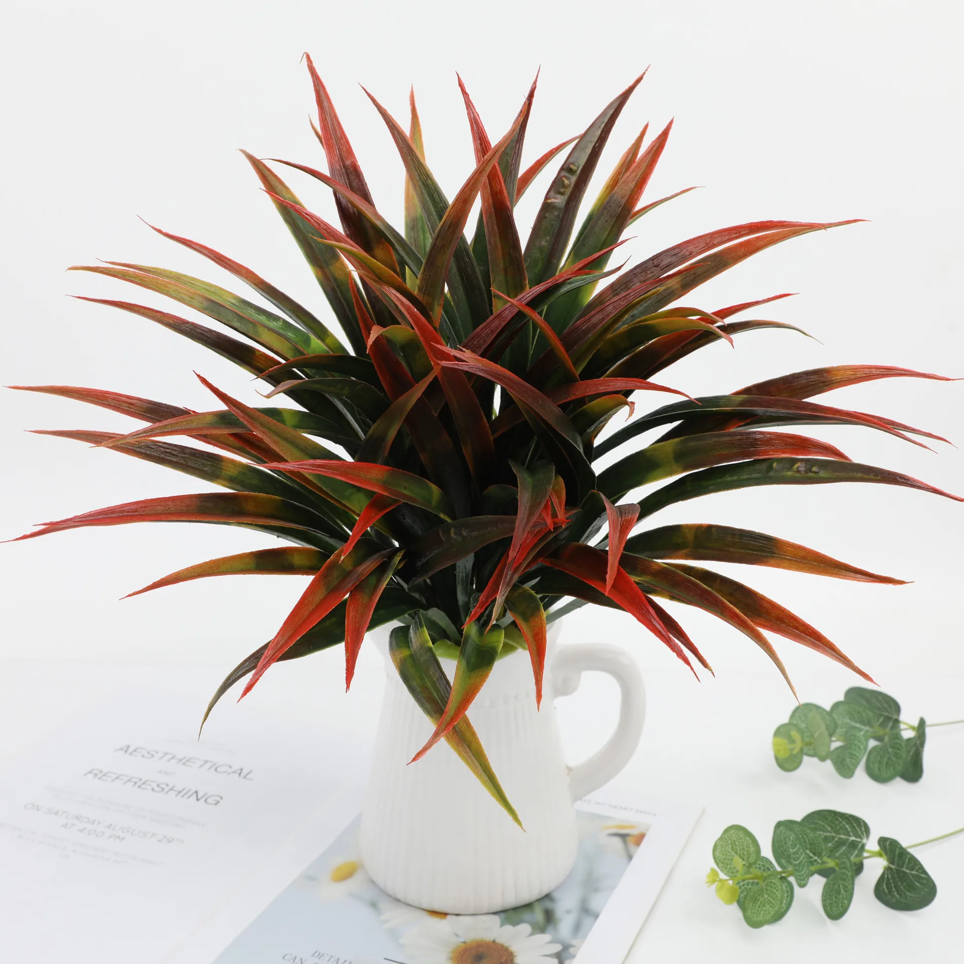 3 Stück künstliches Gladiolusgras-Bündel – künstlicher Grünstrauß, lebensechte Kunstpflanzen für Heimdekoration, Büro, Hochzeits-Mittelstück – Detail 4