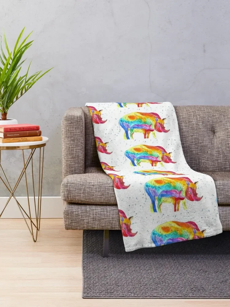 Mother and Baby Rhinos Throw Blanket warm winter blankets and throws Flannel Fabric Luxury Designer Comforter Blankets