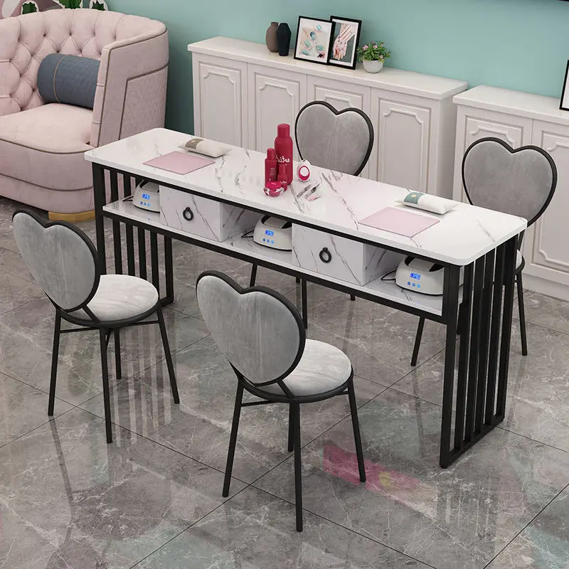 

Hot Selling Popular Furniture Set Includes Iron and Wood Materials Manicure Cabinet Desk Tool Salon Nail Table