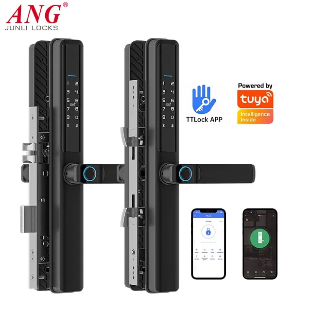 004 ANG Aluminum IP66  Waterproof Tuya Wifi Digital Lock Electronic Smart Door Lock for Sliding Glass Door