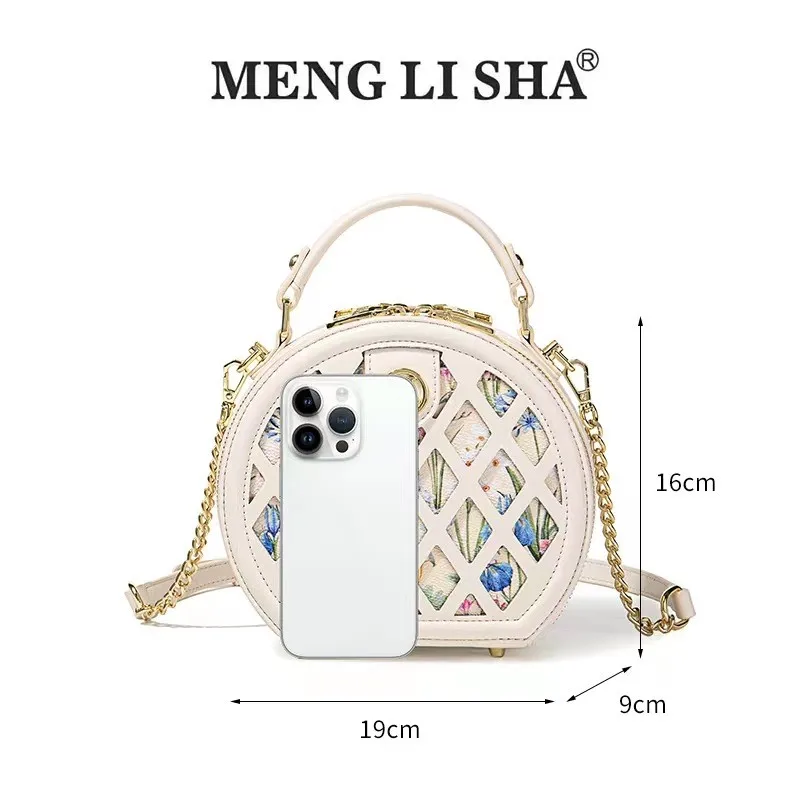 Menglisha Brand Women\'s Handbag 2024 New Hollow Colored Round Bag Handbag Designer High end Crossbody Shoulder Bag