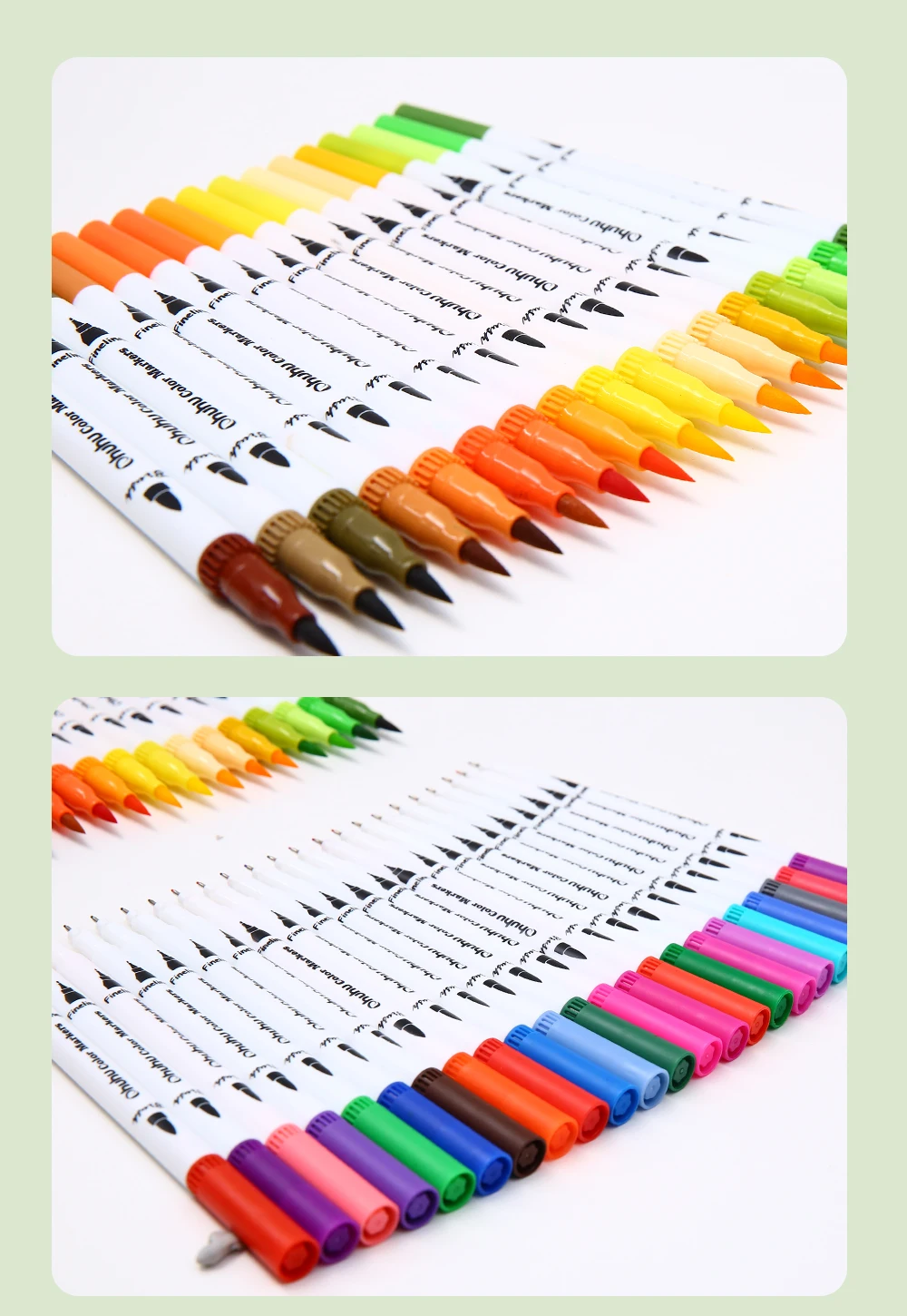 Ohuhu Art Markers Dual Tips Line Marker Set Aquarellstift Färbung Aquarellpinsel Fineliner Malerei Zeichnung Schulbedarf – Detail 8