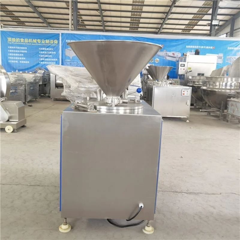 Commercial double-head stainless steel electric vacuum sausage stuffer highly automated hydraulic sausage machine