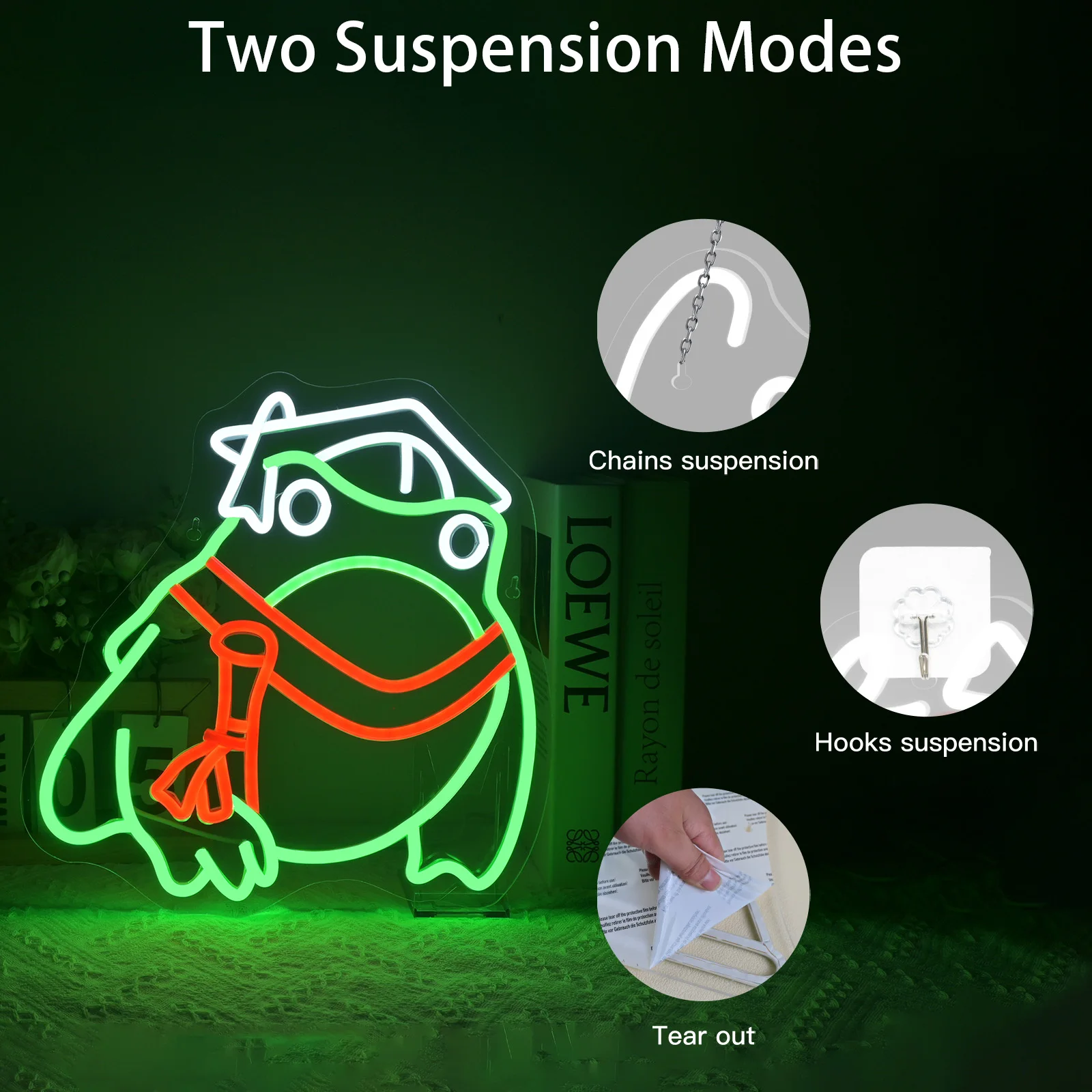 Toad Graduated Neon Sign Wall Decor Led Neon Light Bedroom Suitable for Classroom Book Library Reading Room Bookish Decor