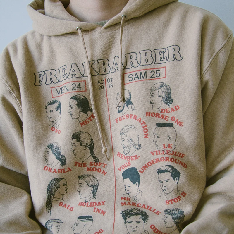 

Vintage Barber Fce Jaet American Retro Cartoon Print ex Hoodie Trendy Brand Cotton 00% Thiened Hooded Sweatirt