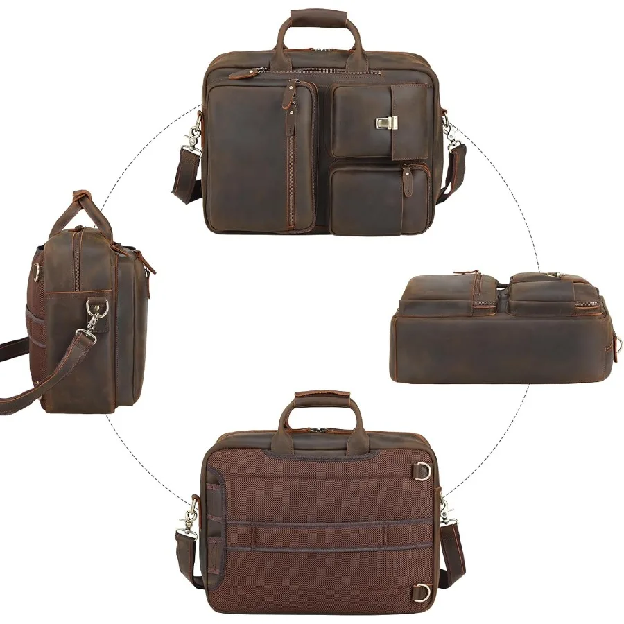 حقيبة ظهر جلدية قابلة للتحويل للرجال من TIDING مقاس 15.6 بوصة حقيبة كمبيوتر محمول حقيبة ساعي البريد حقيبة ظهر للسفر والعمل #3