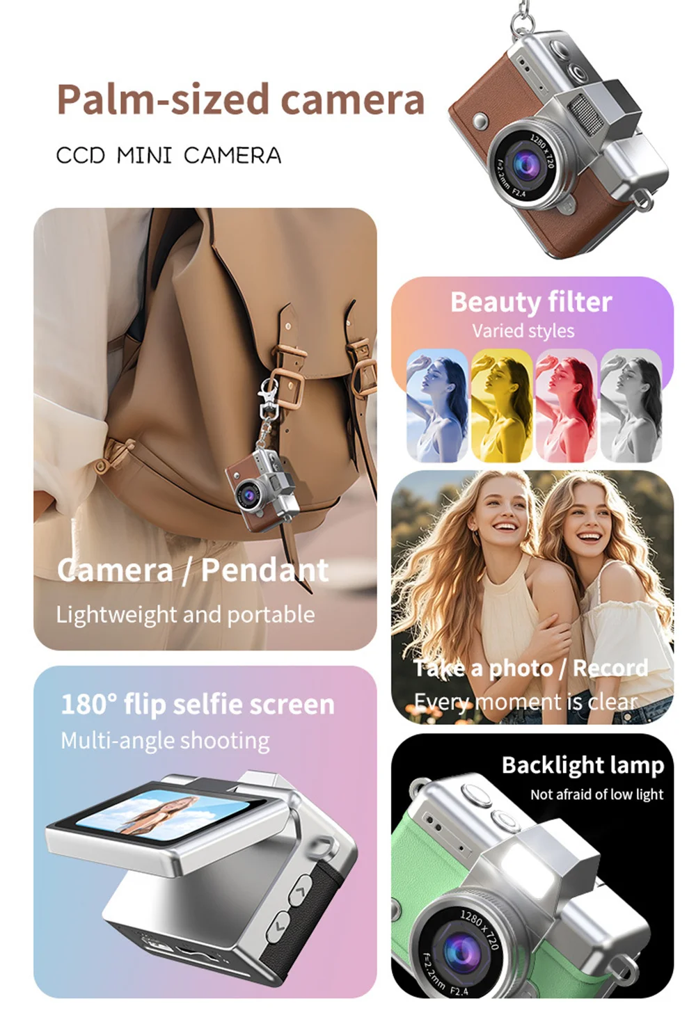 1080P Thumb Mini Camera Keychain Digital Camera Retro Camera HD Photo Travel Outdoor With Screen Support Memory Card for Kids
