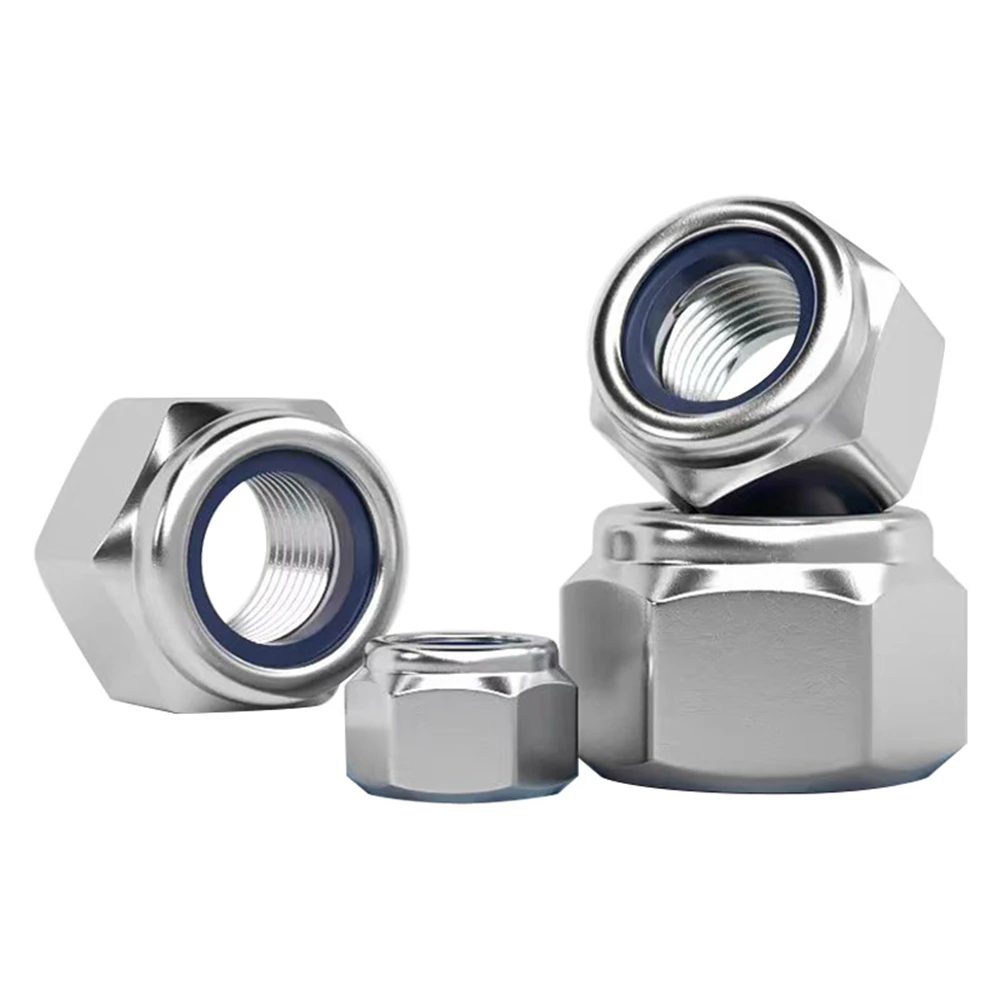 M2 M2.5 M3 M4 M5 M6 M8 M10 M12 M14 M16 M18 M20 M22 304 Stainless Steel Nylon Self-lock Hex Nuts Locknut DIN985