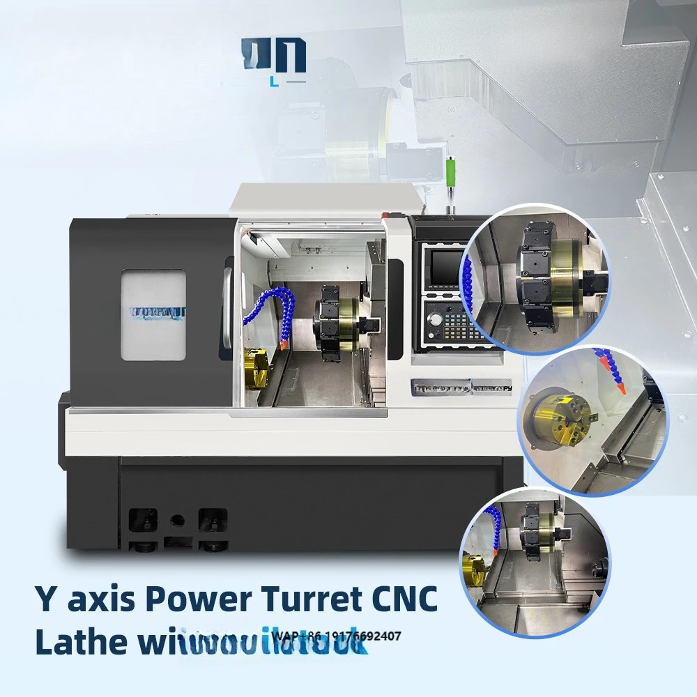 High Precision Slant Bed Horizontal Y Axis Power Turret 8 Inch Spindle CNC Lathe Machine Programmable Tailstock  Control