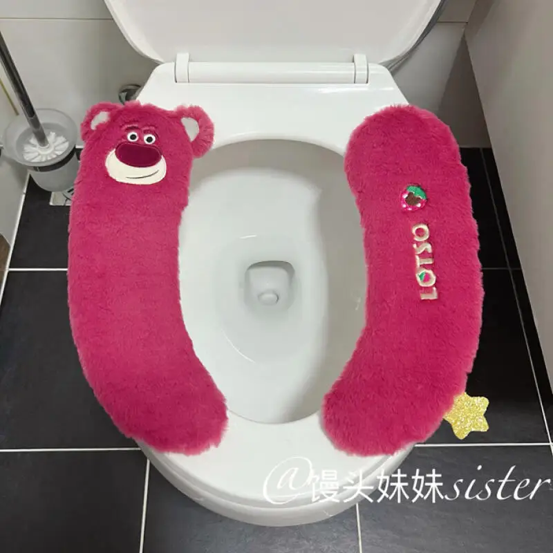 

Disney Toy Story Alien Lotso Winter Plush Toilet Seat Cushion Keep Warm Two Piece Lavatory Animation Peripherals Christmas Gift
