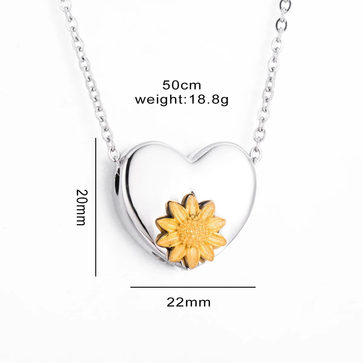 Dropshipping Stainless Steel Cremation Memorial Jewelry Sunflower Urn Necklace for Ashes Heart Pendant Keepsake Gifts for Women