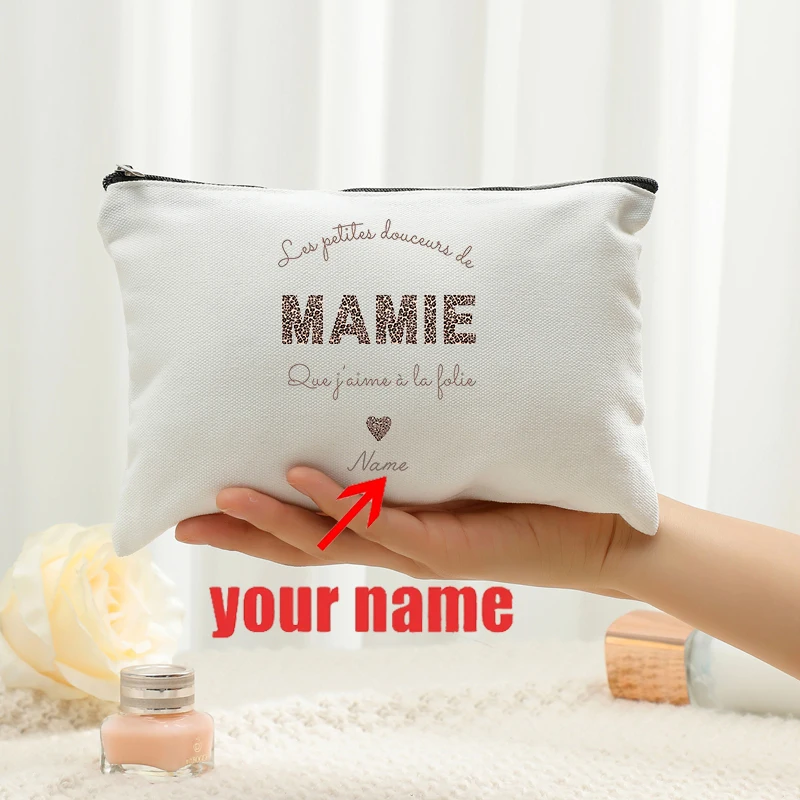 

Personalized with Name Floral Boho Leopard Mamie Heart Bow Patterns Makeup Bag Travel Cosmetics Mum Daughter Mother's Day Gifts