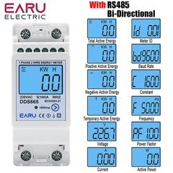 Multifunzione 230V 100A misuratore di energia bidirezionale Reset Zero Kwh Solar PV Power tensione corrente frequenza comunicazione RS485