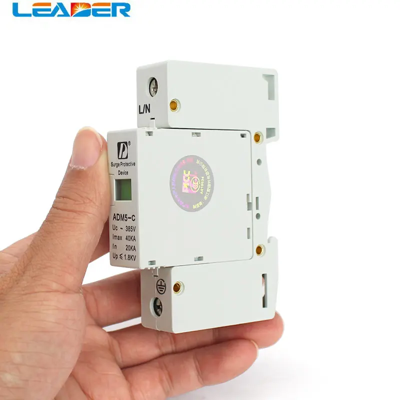 1P 40KA 110V 220V 380V AC Din Rail SPD Anti-lightning Voltage Surge Protector Device