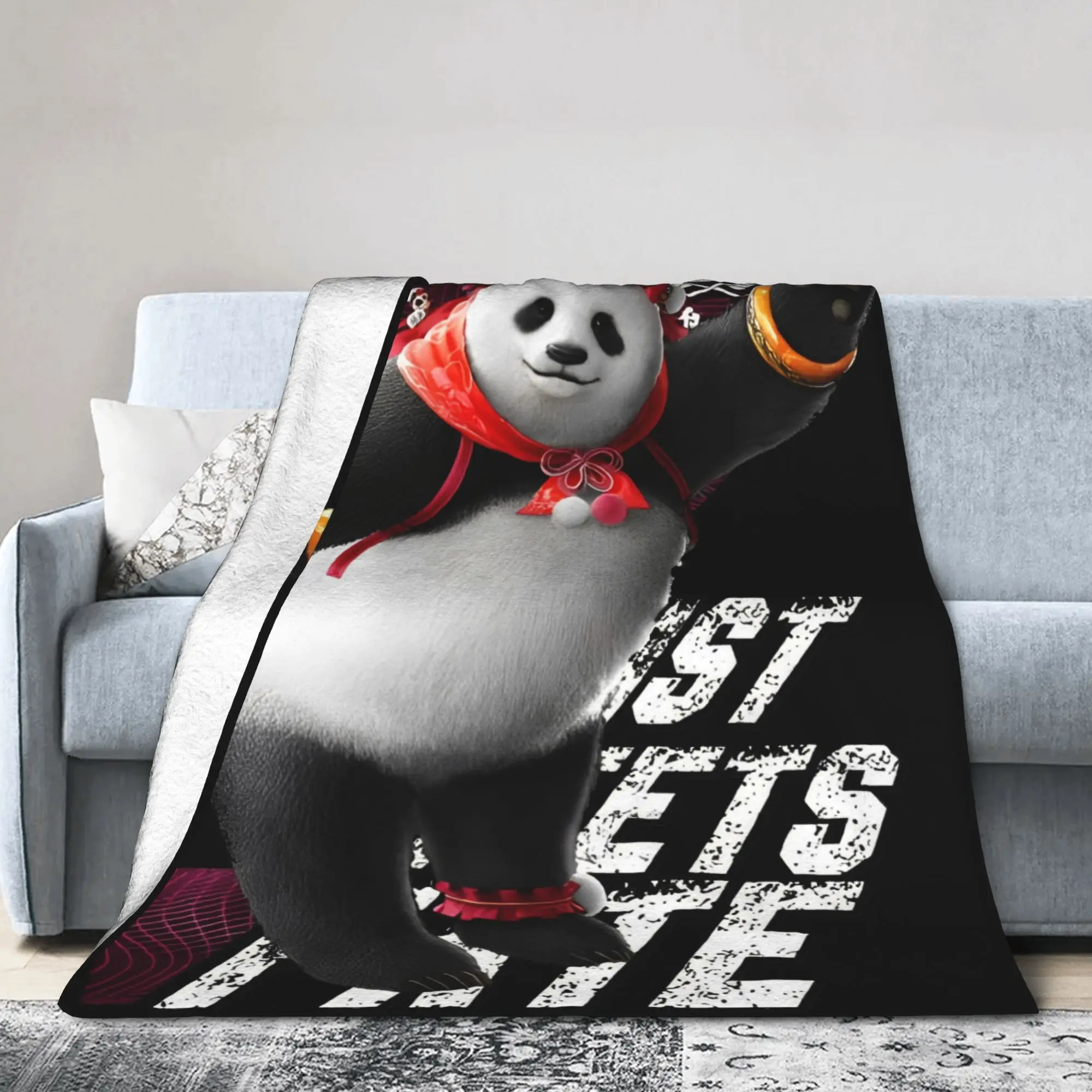 Panda Tekken 8 Gaming Blanket  Flannel Novelty Breathable Throw Blankets for Bedspread Autumn/Winter,
