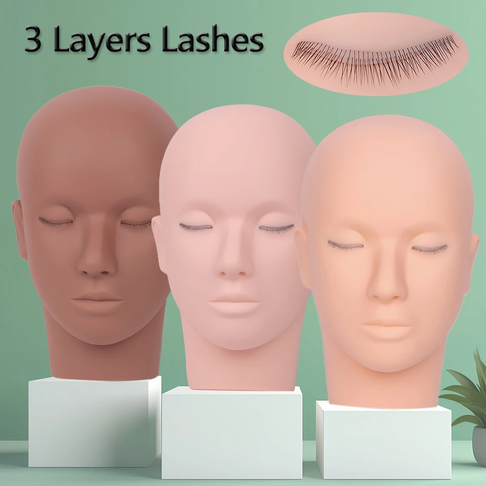 3 Layers Training Lash Mannequin Head For Practice Grafting Eyelash Extension Training Tools Eyelash Doll Face Head Makeup Tool