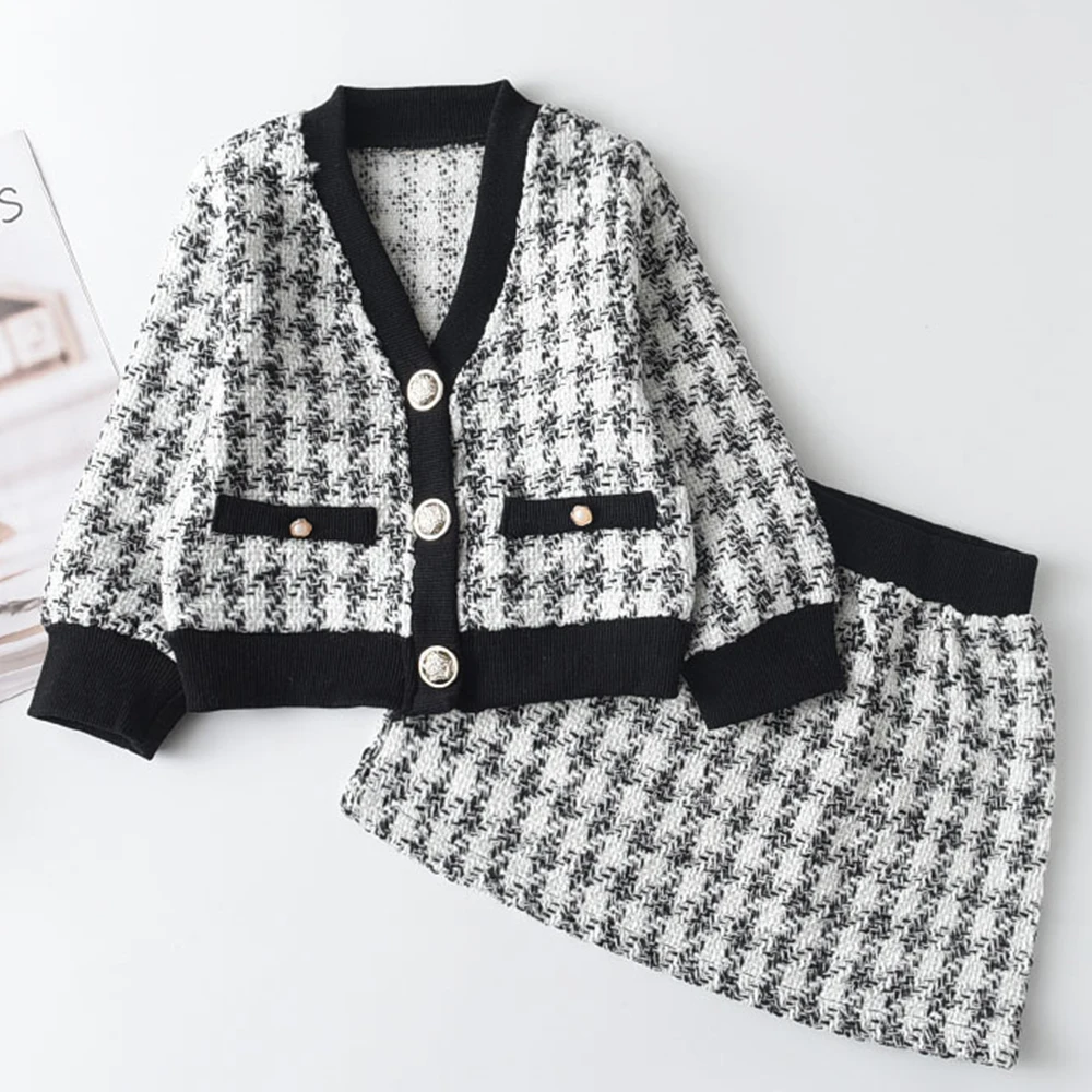 Bären führer Mädchen Kleidung Set 2-6 y Frühling Herbst neue Mädchen Plaid Weste Kleid Retro Outwear Mantel 2 pcs Mode Baby Party Outfits