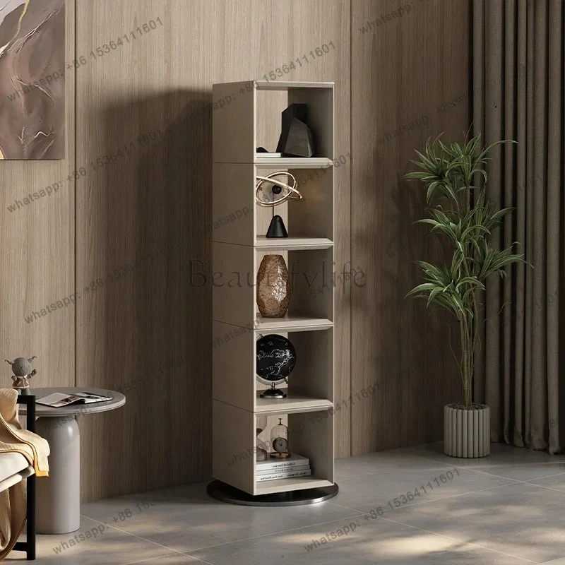 yj9 Minimalist Bookshelf Orange Leather Art Rotating Shelf Corner Shelf Simple Corner Cabinet Corner Shelf Design Furniture