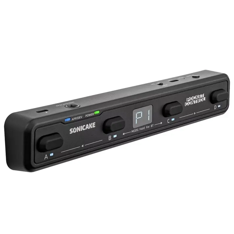 【TRAVEL ESSENTIAL】SONICAKE Rechargeable Page Turner Pedal, 4 Fotswitches, Pocket Control Wireless MIDI Controller,USB Host For M