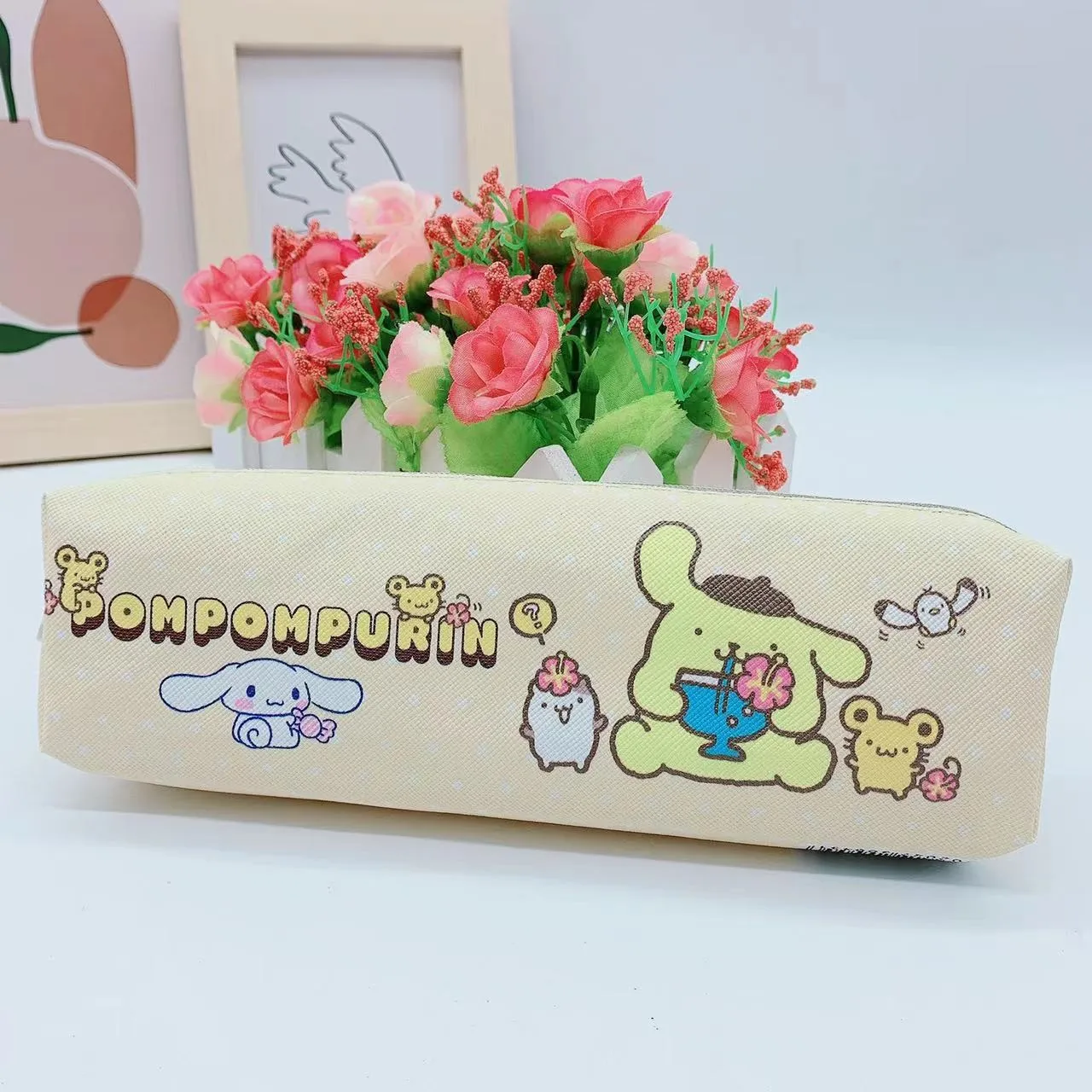 Sanrio Peripheral Family Pencil Case, Pencil Case, Student Stationery Pencil Case, Little Devil Pu Zipper Bag, Storage Bag image 3