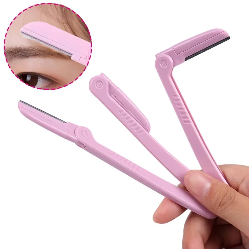 مجموعة حلاقة الحواجب مكونة من 4 قطع: فرشاة مزدوجة الجوانب وتشذيب دقيق لإزالة الشعر والمكياج للنساء