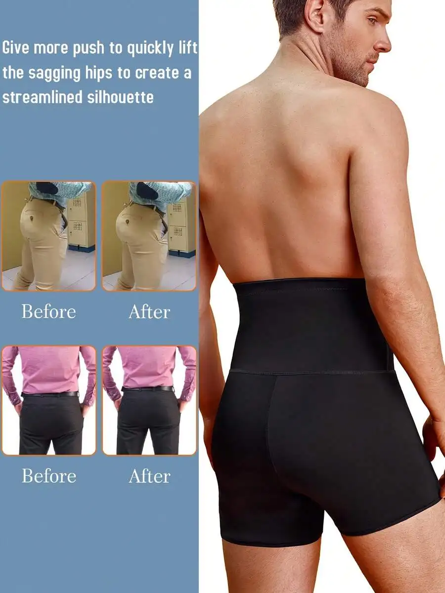 

Men High Waist Shapewear Shorts Tummy Control Body Shaper Compression Underwear
