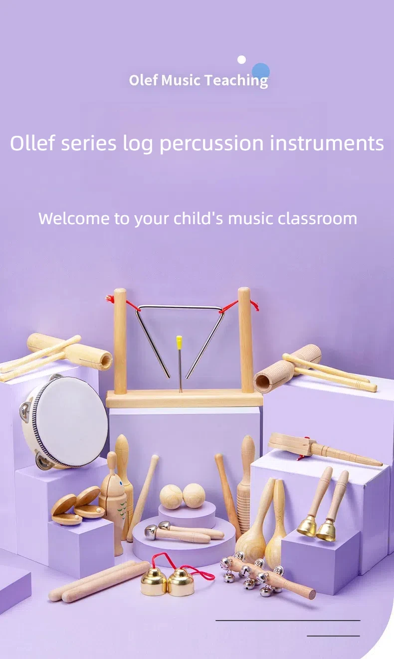 Orff Percussion Instrument Log Set Student Teaching Aids Full Set Textbook Tambourine Set Early Education Instrument