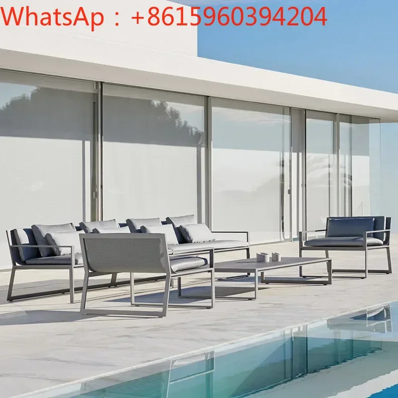 Custom outdoor sofa combination, courtyard garden, open-air balcony, villa, sun room, lounge chair, designer outdoor furniture