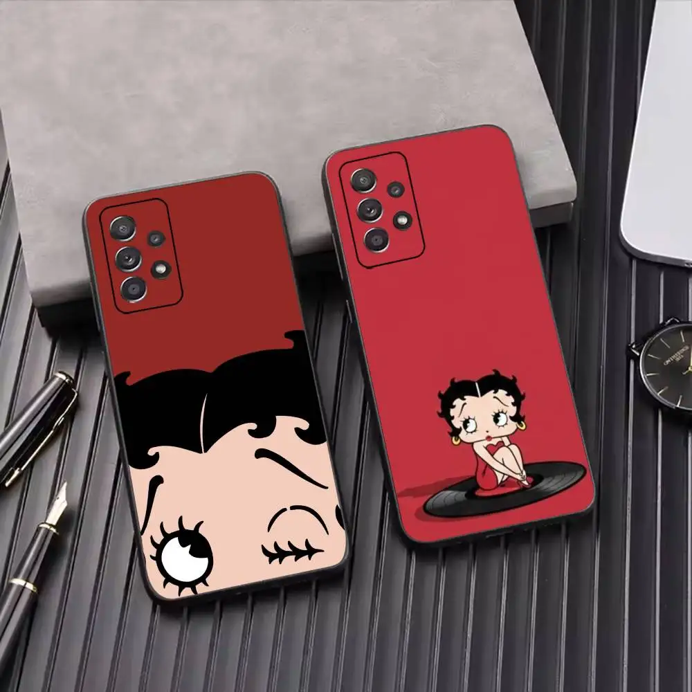 Betty Boop Maiden Cartoon Phone Case For Samsung S25 S26 S24 S23 S 25 Ultra Plus FE Soft Black Cover