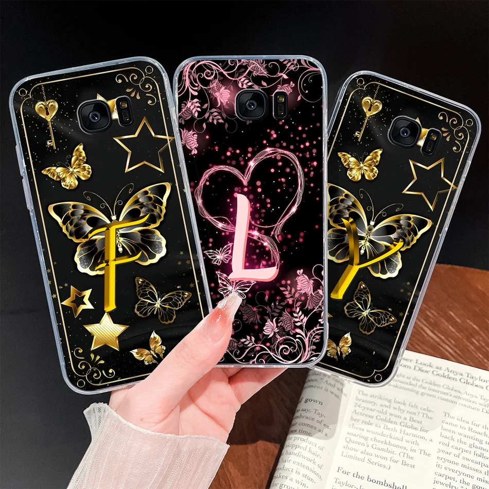 حافظة لهاتف سامسونج جالاكسي S7 S6 Edge حافظة رائعة بحروف اسم لينة من السيليكون مقاومة للصدمات غطاء شفاف لهاتف جالاكسي S 7 S6Edge + غلاف هاتف #2