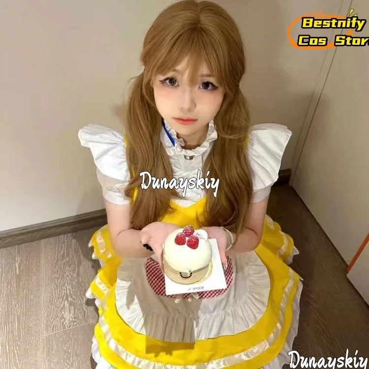 

CosplayKAWAII Mita Cosplay Costume Summer Yellow Maid Lolita Dress Bell Necklace Set Halloween Party Role-playing Fancy Women's
