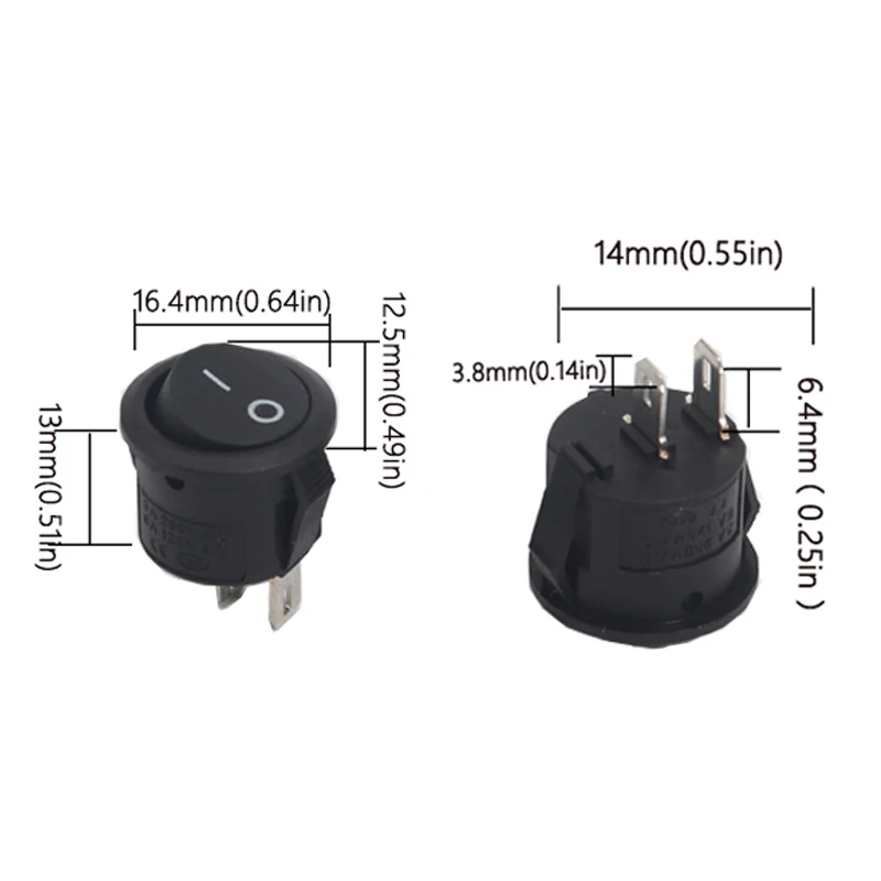 【30-5PCS】KCD1 2PIN 3Pin 15mm On/Off Round Boat Rocker Switch DC AC 3A/250V Car Dash Dashboard Track Dropshipping square round