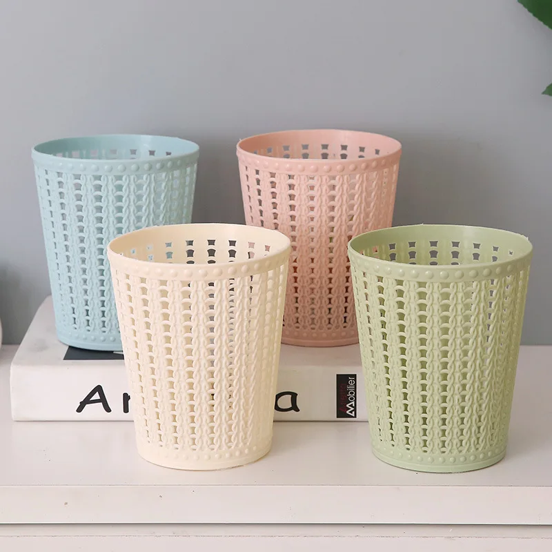 Plastic tabletop trash can household living room coffee table paper basket Creative liddless hollow mini garbage can debris stor