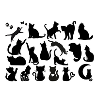 20PCS Cat Silhouette Stickers Pack - Waterproof Removable Vinyl Decals for Laptop, Car, Phone, DIY Crafts