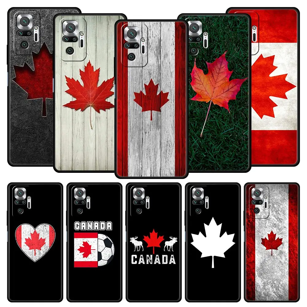 Soft TPU Phone Case For Xiaomi Redmi Note 10 11 9 8 Pro 9S 7 8T 9T 9A 8A 9C K50 K40 Gaming Cover Maple Canada Flag love Football