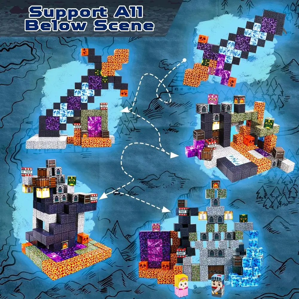 Magnetic Building Set: 150 Pieces for Constructing a Dark Castle Sword Realm - Educational STEM Toys for Kids Aged 6-10