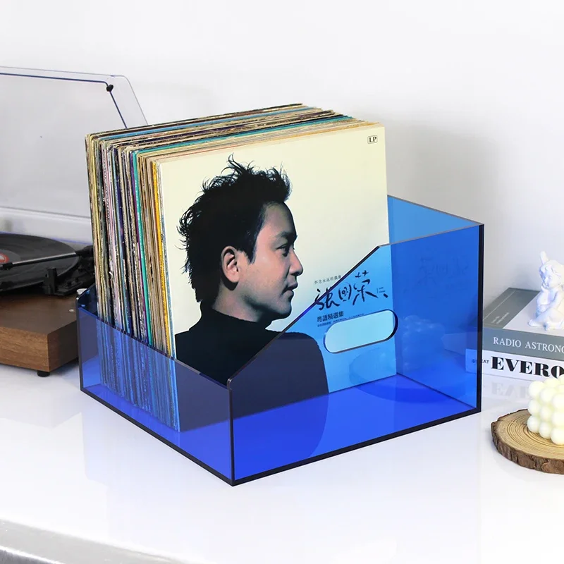 ‌Vinyl Record Storage Box, Clear Acrylic Display Stand for CDs, Creative Home Decor Shelf, Music Collectible Organizer view 3