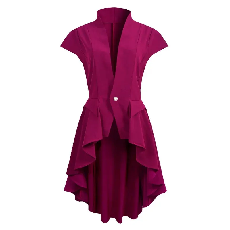 

Women Medieval Victorian Costume Tuxedo Tailcoat Gothic Steampunk Trench Irregular Hem Vintage Frock Outfit Coat