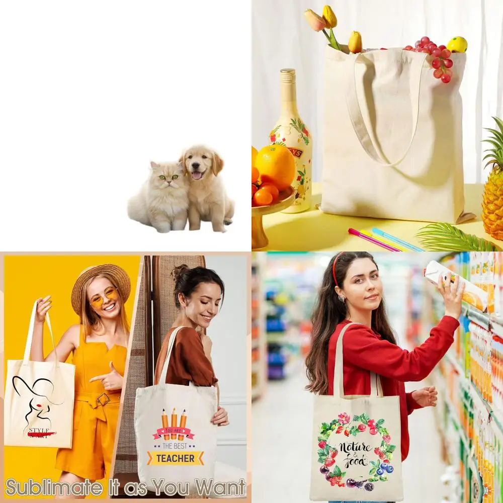 

40-Piece Sublimation Polyester Tote Bags, 15x13 Inch, Reusable Canvas Grocery Bags, DIY Painting and Crafting Sublimation Gifts