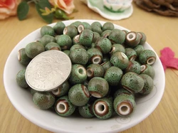 6mm ceramic flower glazed beads green leopard spot porcelain beads 10 mm large hole series Bracelet beads handmade beads 1519