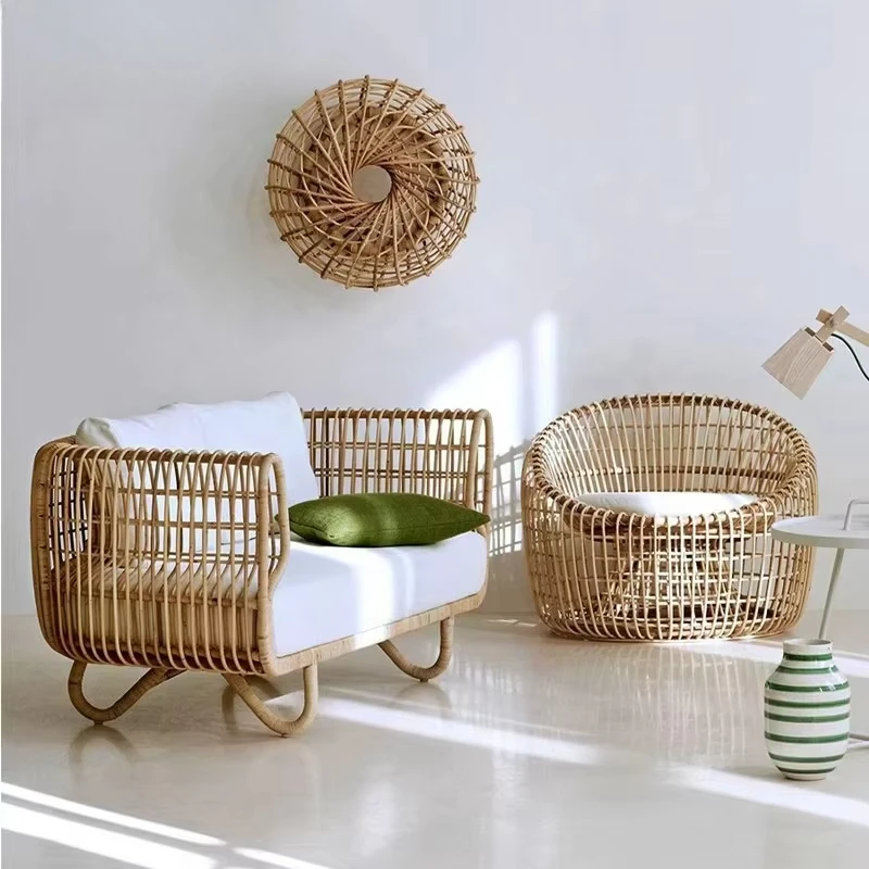 Modern Garden Set Waterproof Rattan Sofas Factory-Created Cane Furniture for Living Room Villa Patio Furniture Park Furniture