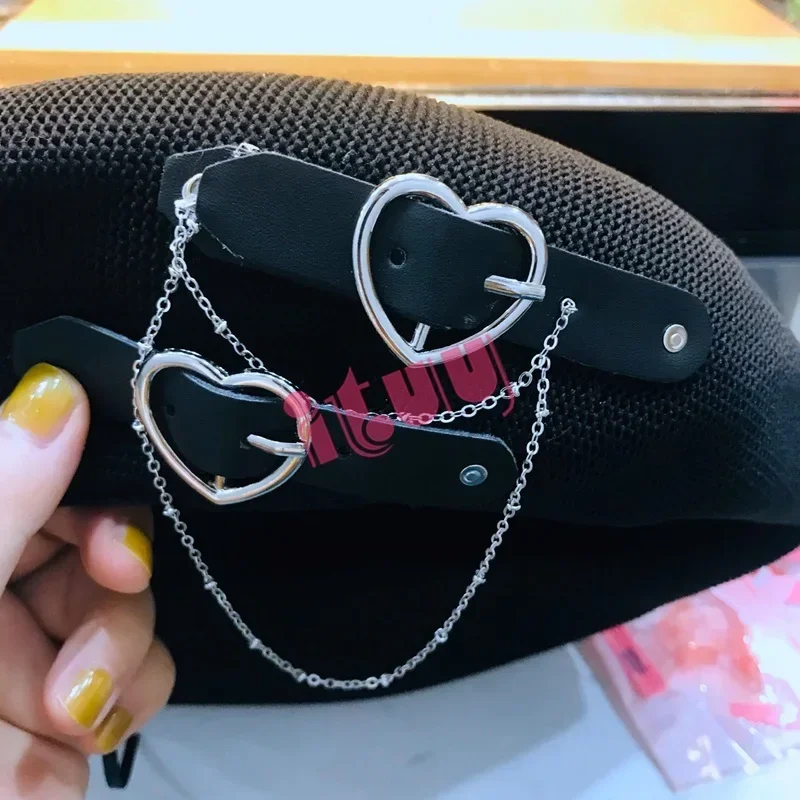 Cosxin القوطية لوليتا الأسود الشرير القبعات Harajuku النساء الفتيات الصيف تنفس القلب مشبك قبعة JK قبعة الملحقات