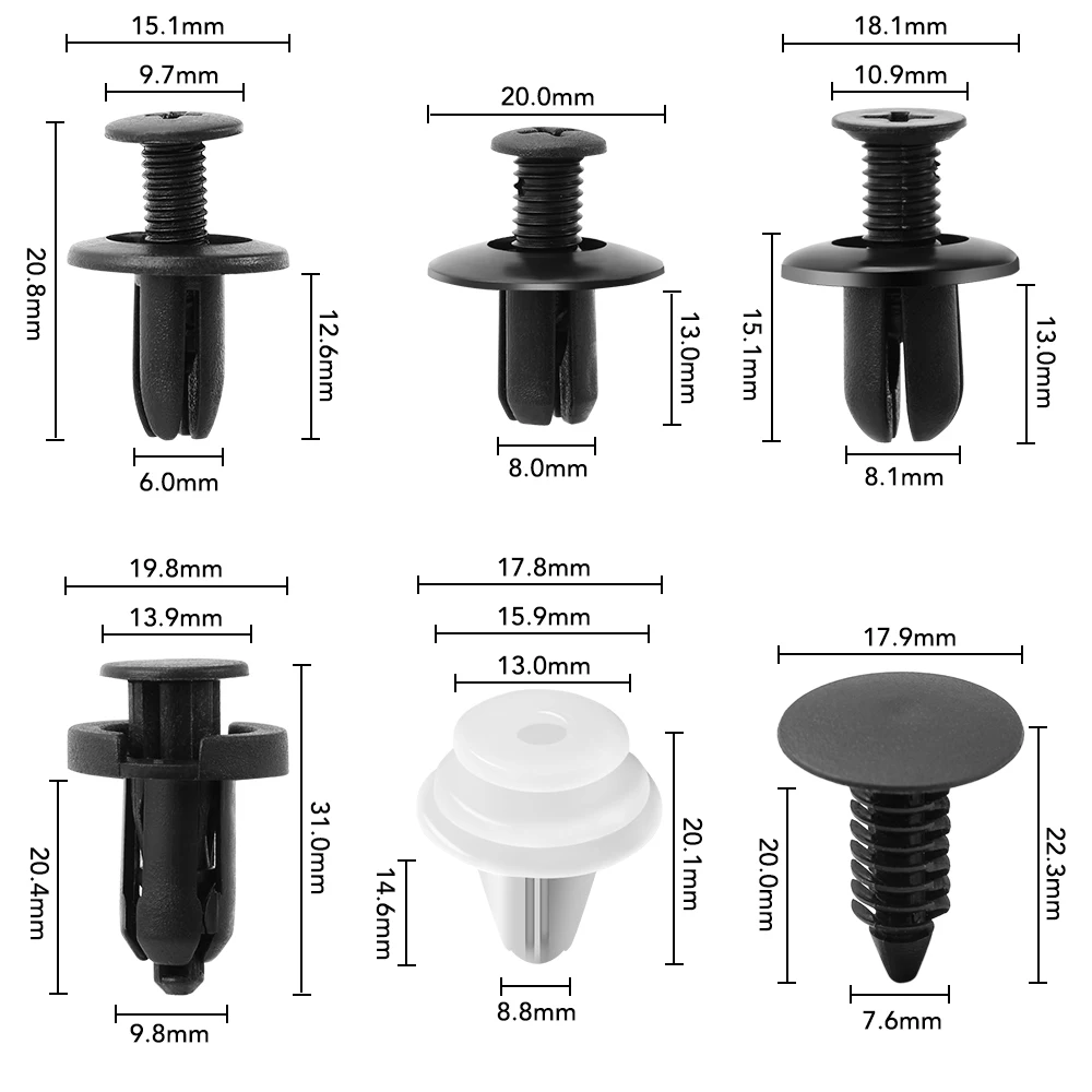 100PCS Auto Fastener Clip Mixed For BMW E34 E36 E38 E39 E46 M3 M5 Z3 X5 X1 X2 X4 X6 X7 kia sportage renault kadjar