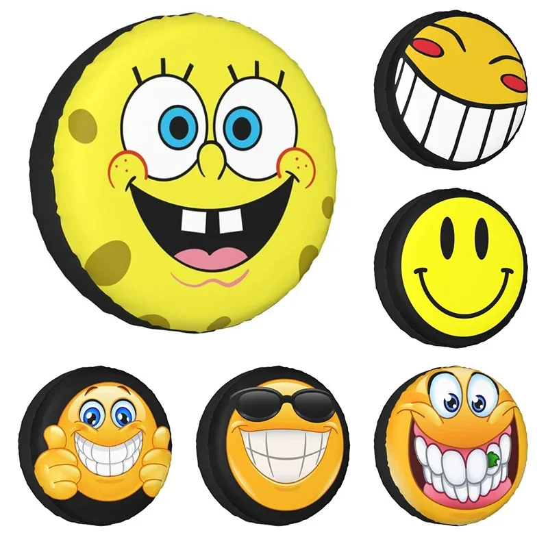 Custom Happy Sponge Smile Spare Tire Cover for Mitsubishi Pajero Cute 4WD 4x4 RV Car Wheel Protectors 14