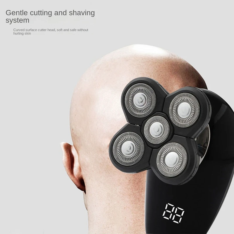 Electric Razor For Men Bald Head Shaver LED Display Nose Hair Beard Trimmer Clippers Facial Cleansing Brush