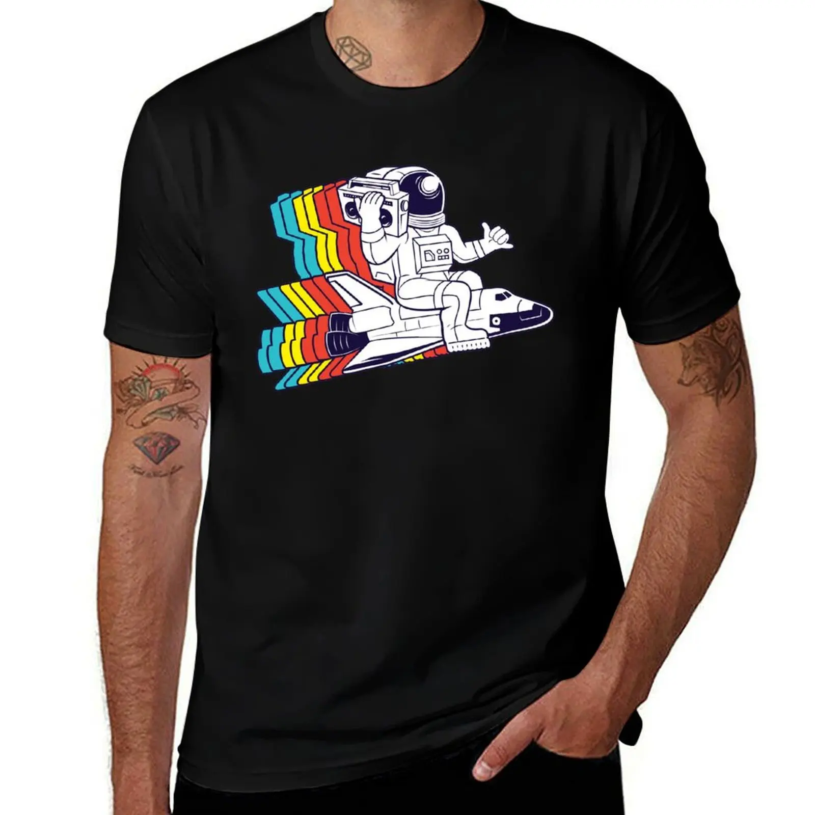 

funky astronaut T-Shirt man t shirt oversized t shirt vintage clothes cotton graphic tees funny t shirts for men